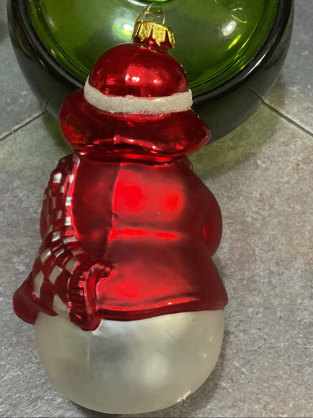 Red Snowman Holiday Ornament - Festive Home Holiday Decoration